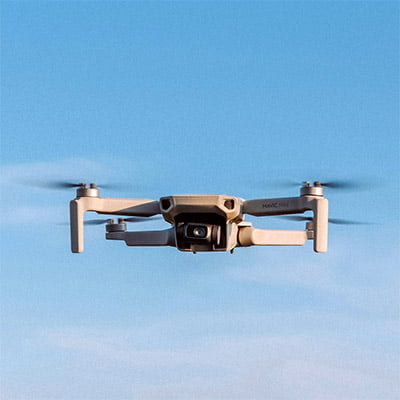 hovering drone in flight