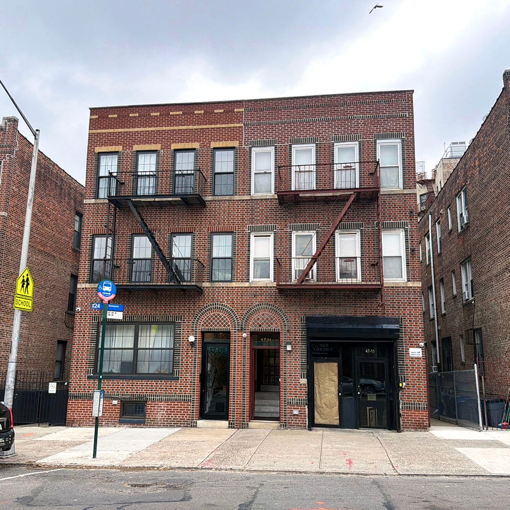 Exterior front view of a mixed-use property.